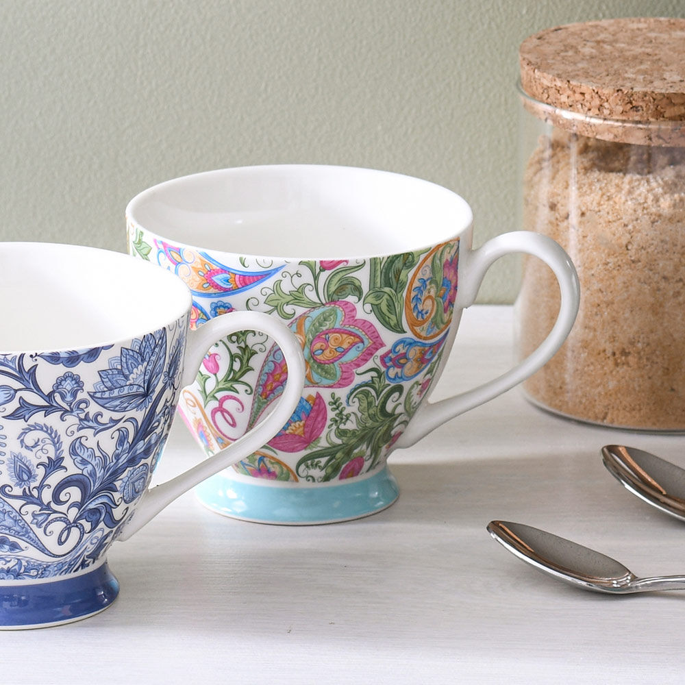 Footed Mug Set Of 4 Soft Paisley Mugs Cups And Saucers From ProCook