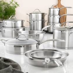 Secondary image for image of Professional Stainless Steel Cookware Set Uncoated 12 Piece