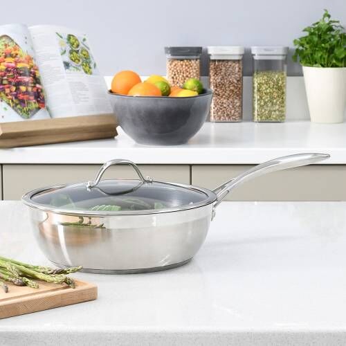 Professional Stainless Steel Sauteuse Pan & Lid