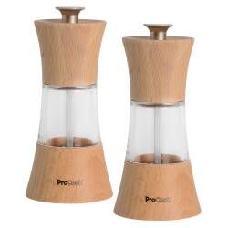 ProCook Light Wooden Salt or Pepper Mill Set - 13cm