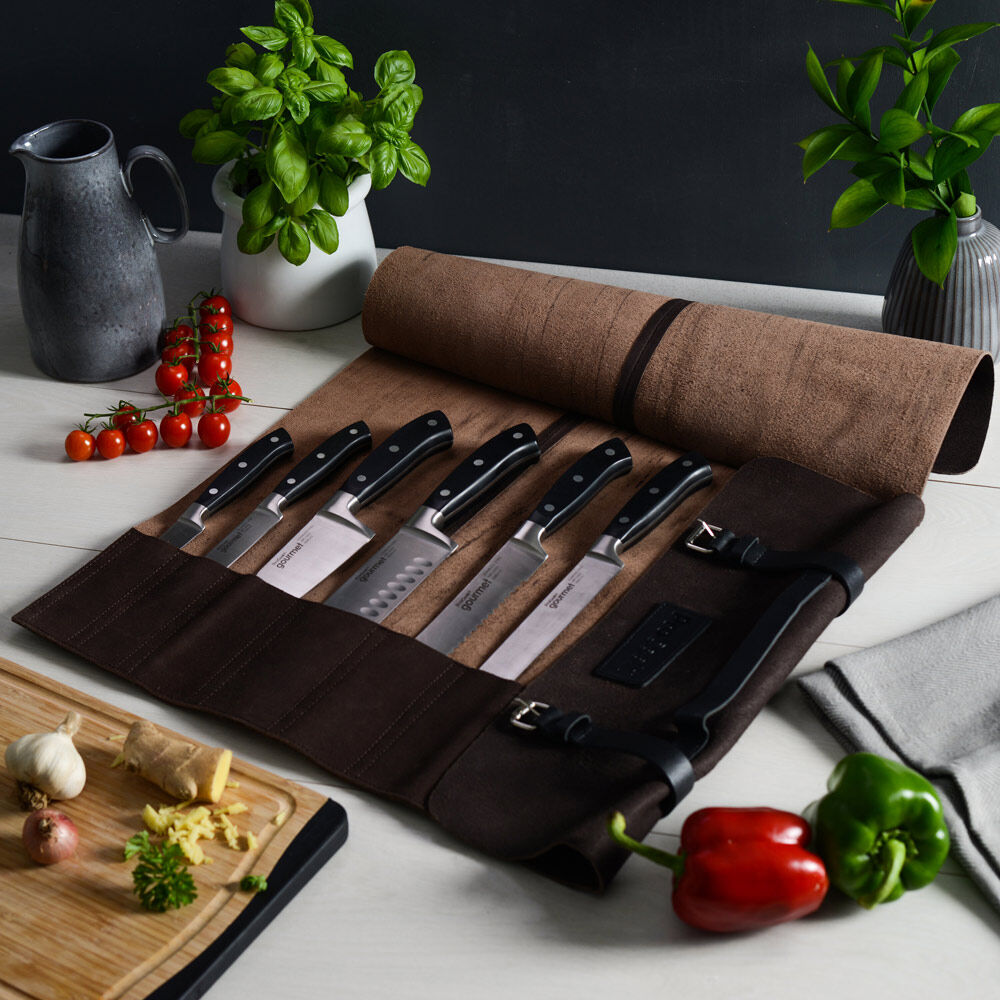 Gourmet X30 Knife Set 6 Piece and Leather Knife Case