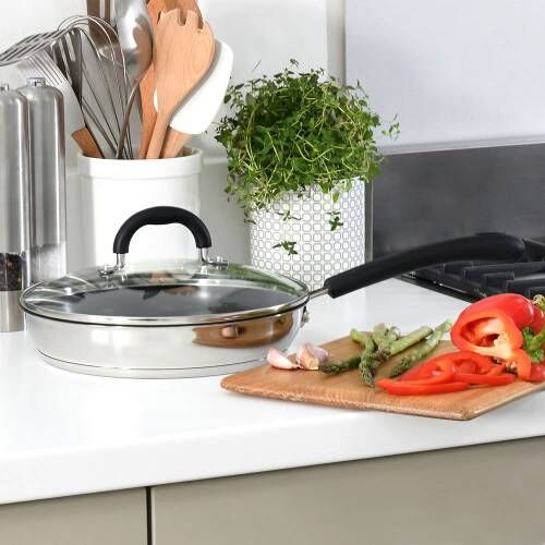 Gourmet Stainless Steel Frying Pan with Lid