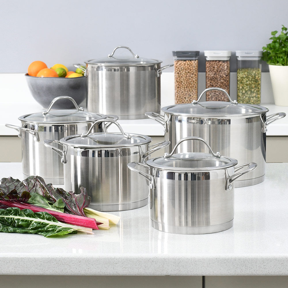 Professional Stainless Steel Stockpot Set 5 Piece