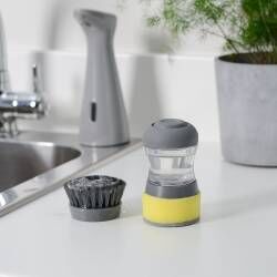 Secondary image for image of Grey Dish Brush & Sponge Set 10cm