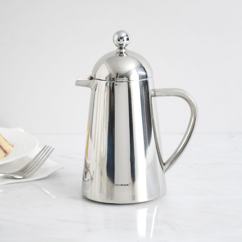 ProCook Double Walled Stainless Steel Cafetiere Conical 3 Cup / 350ml