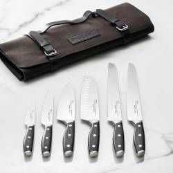 Professional X50 Micarta Knife Set - 6 Piece and Leather Knife Case