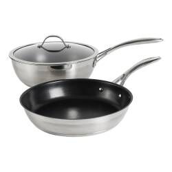Professional Stainless Steel Sauteuse and Frying Pan Set - 2 Piece