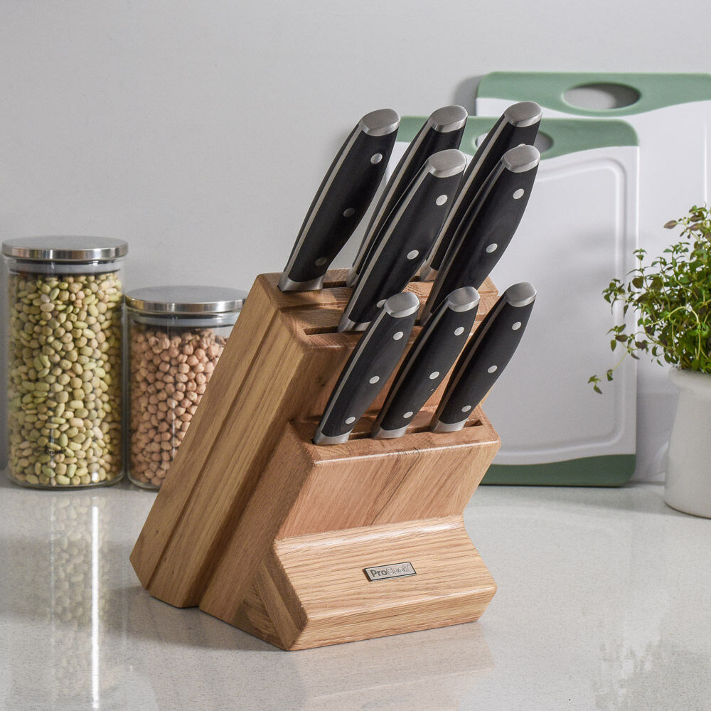 Elite AUS8 Knife Set 8 Piece and Wooden Block