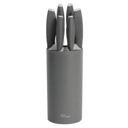 Designpro Titanium Knife Set with Charcoal Bristle Block - 6 Piece Ivory