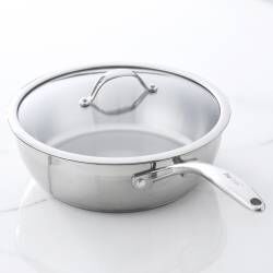 Professional Stainless Steel Sauteuse Pan & Lid - Uncoated 28cm / 4.6L