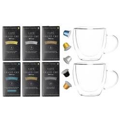 Cafe Grand Cru Coffee Capsules - Gift Set - 60 Capsules with 2 Glasses