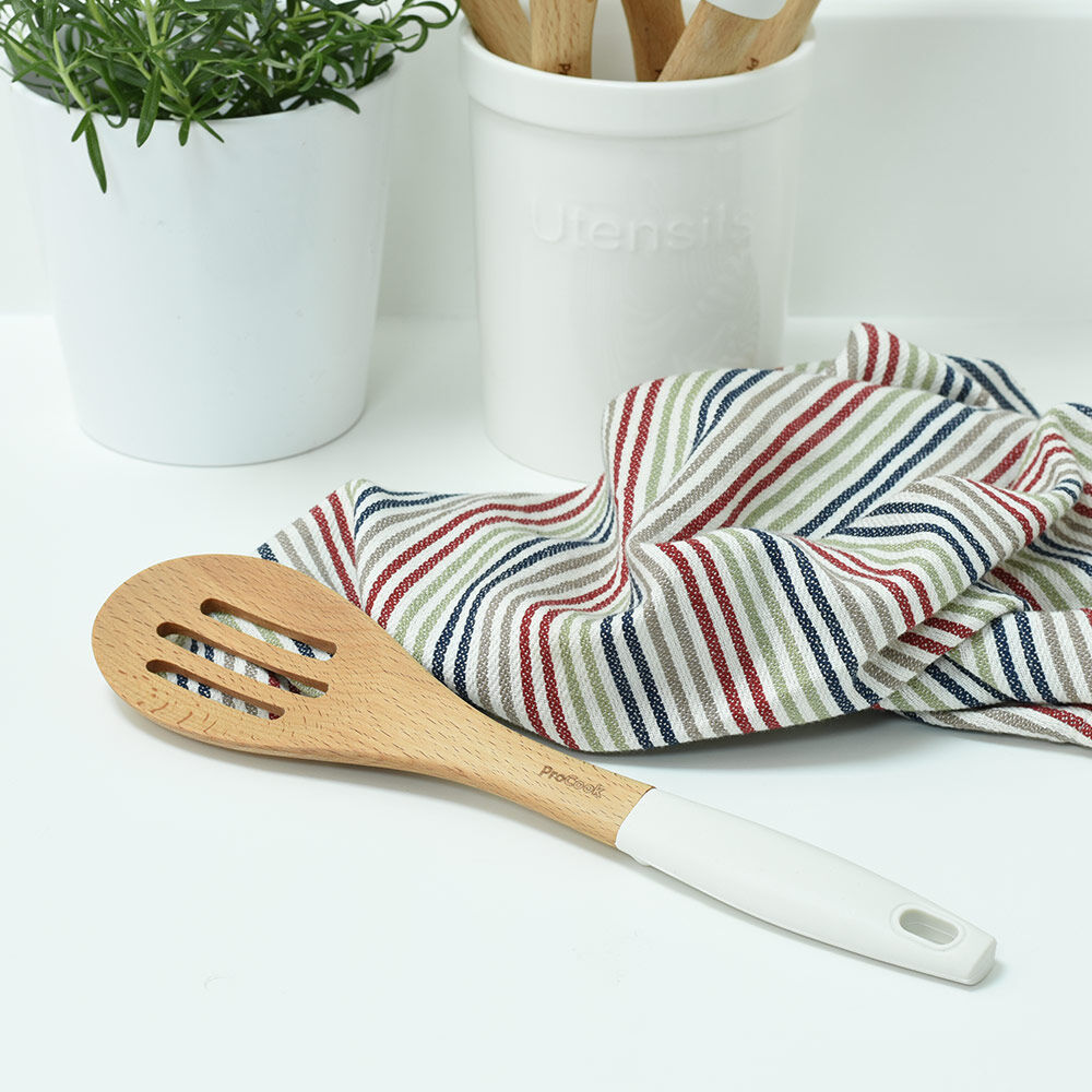 Designpro Wooden Slotted Spoon Ivory
