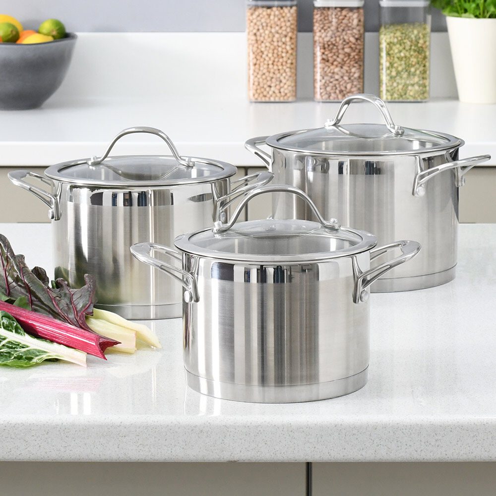 Professional Stainless Steel Stockpot Set 3 Piece
