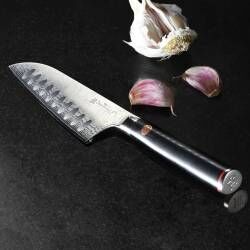 Secondary image for image of Damascus 67 Santoku Knife 13cm / 5in
