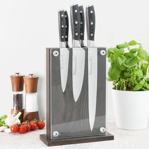 Professional X50 Knife Set 5 Piece and Magnetic Glass Block