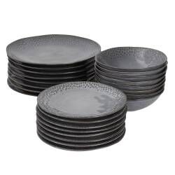 Malmo Charcoal Teardrop Dinner Set with Cereal Bowls - Two x 12 Piece - 8 Settings