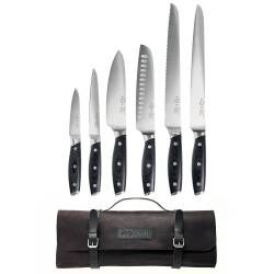 Elite AUS8 Knife Set - 6 Piece and Leather Knife Case