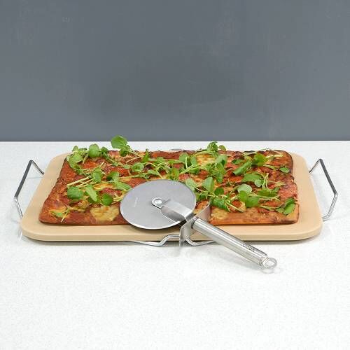 Rectangular Baking Stone 38cm x 30.5cm with Pizza Cutter Pizza Stones