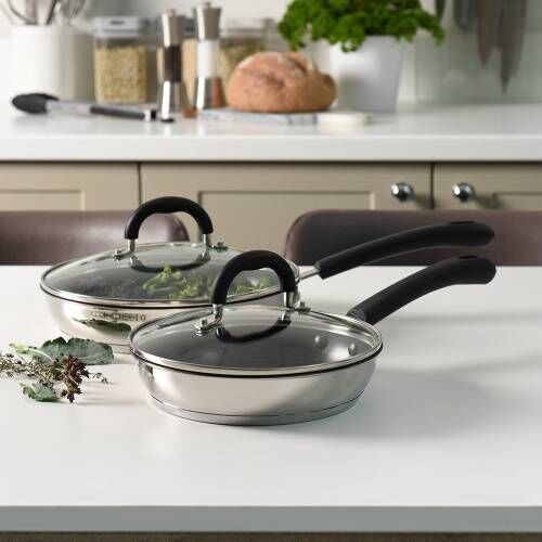 Gourmet Stainless Steel Frying Pan with Lid Set