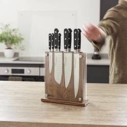 Secondary image for image of Professional X50 Chef Knife Set 8 Piece and Magnetic Glass Block
