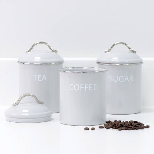 grey tea coffee sugar canisters