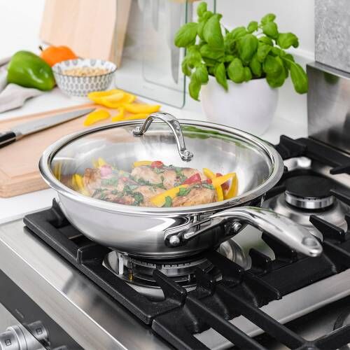 Professional Stainless Steel Wok with Lid