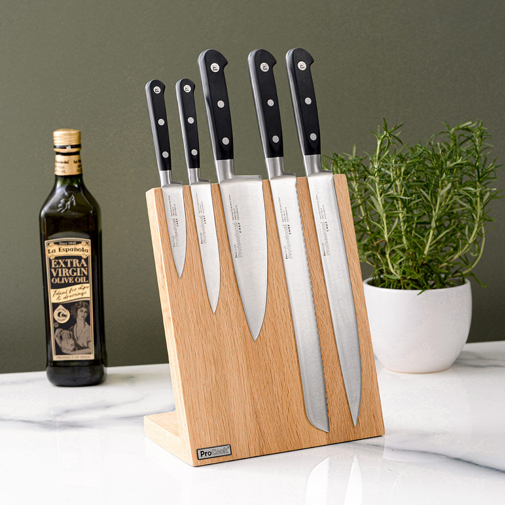 Professional X50 Chef Knife Set 5 Piece and Magnetic Block