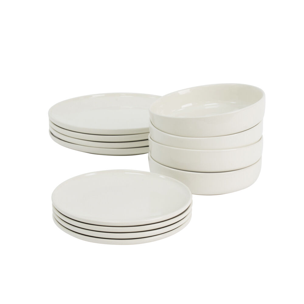 Copenhagen Stoneware Dinner Set 12 Piece 4 Setting with Pasta Bowl