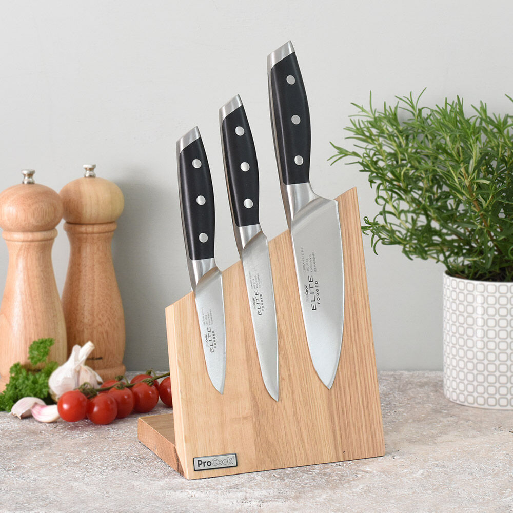 ProCook Elite Forged X70 Knife Set 3 Piece and Magnetic Block