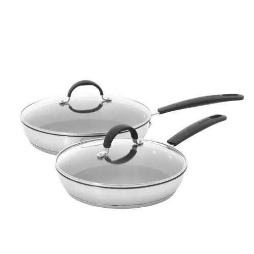 Gourmet Stainless Steel Frying Pan with Lid Set