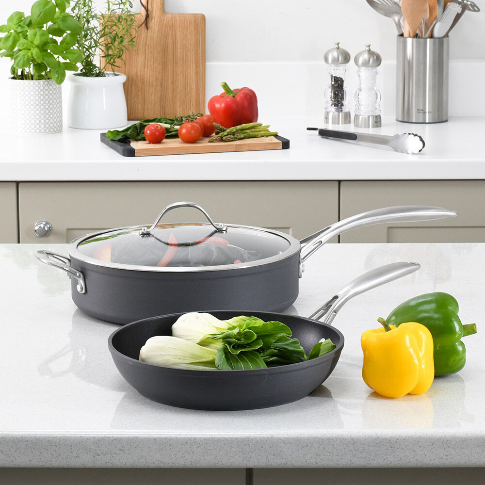 ProCook Professional Anodised Induction Non-Stick Saute Pan Set 2 Piece with 24cm Frying Pan 
