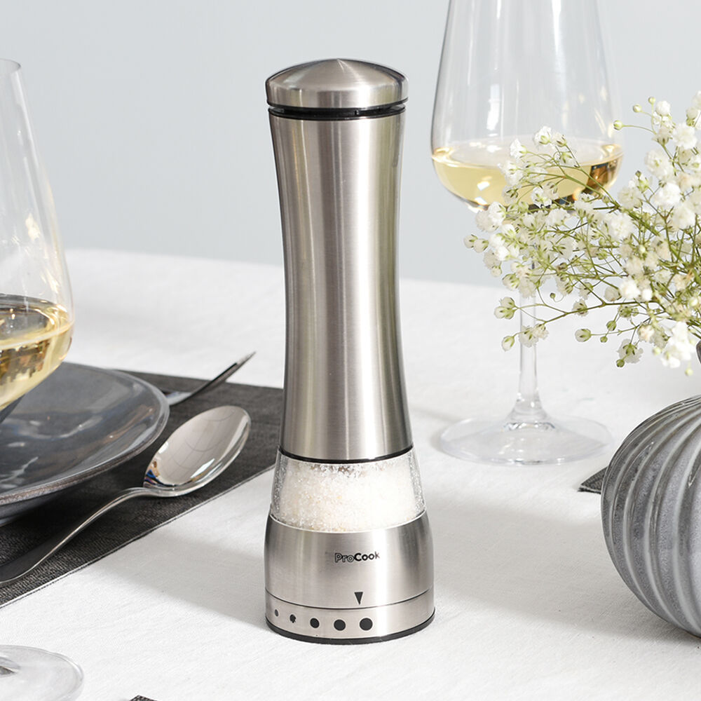 Cook Pro ProCook Premium Electric Stainless Steel Salt or Pepper Mill 21cm 