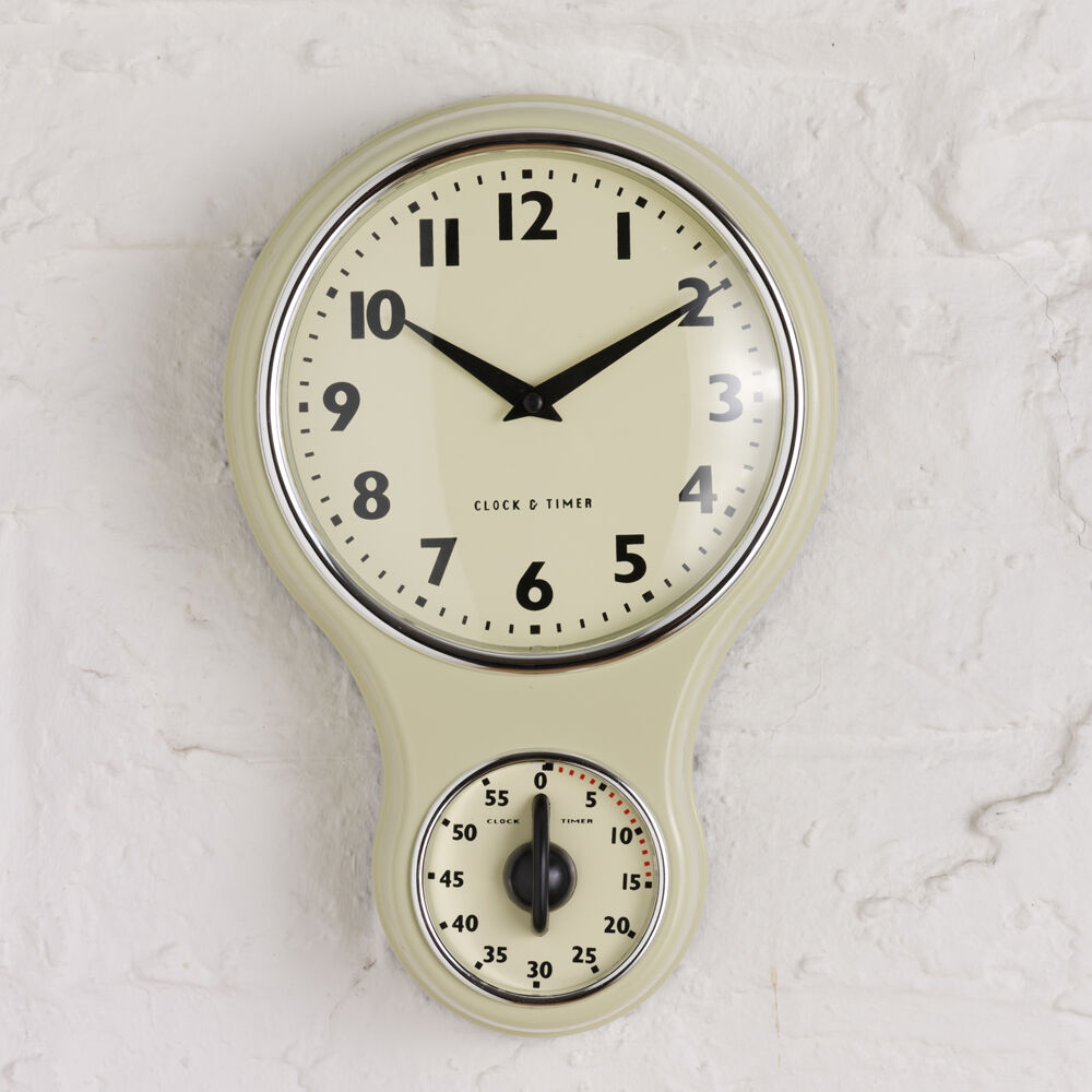 ProCook Retro Kitchen Clock & Timer Dark Cream