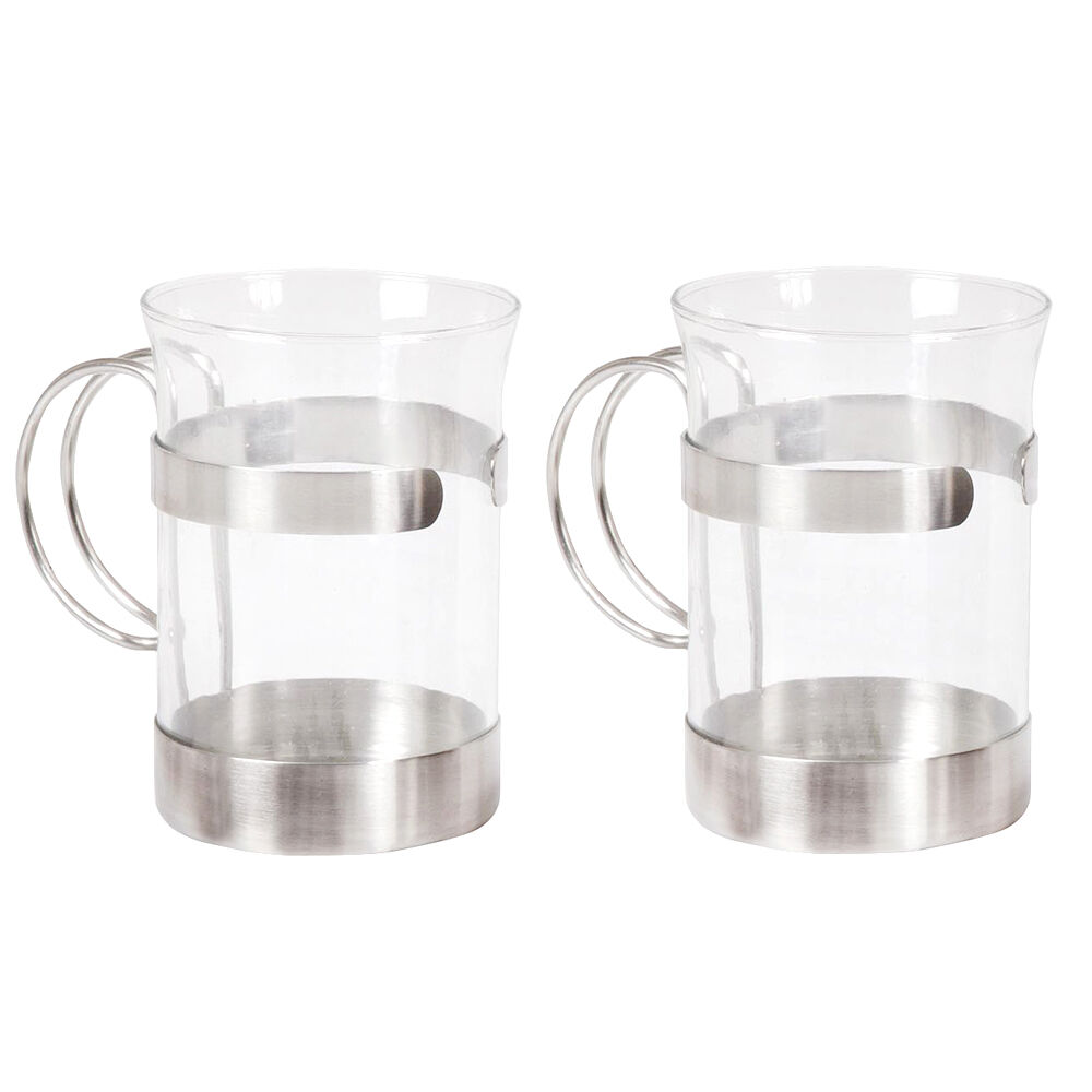 glass and metal mugs