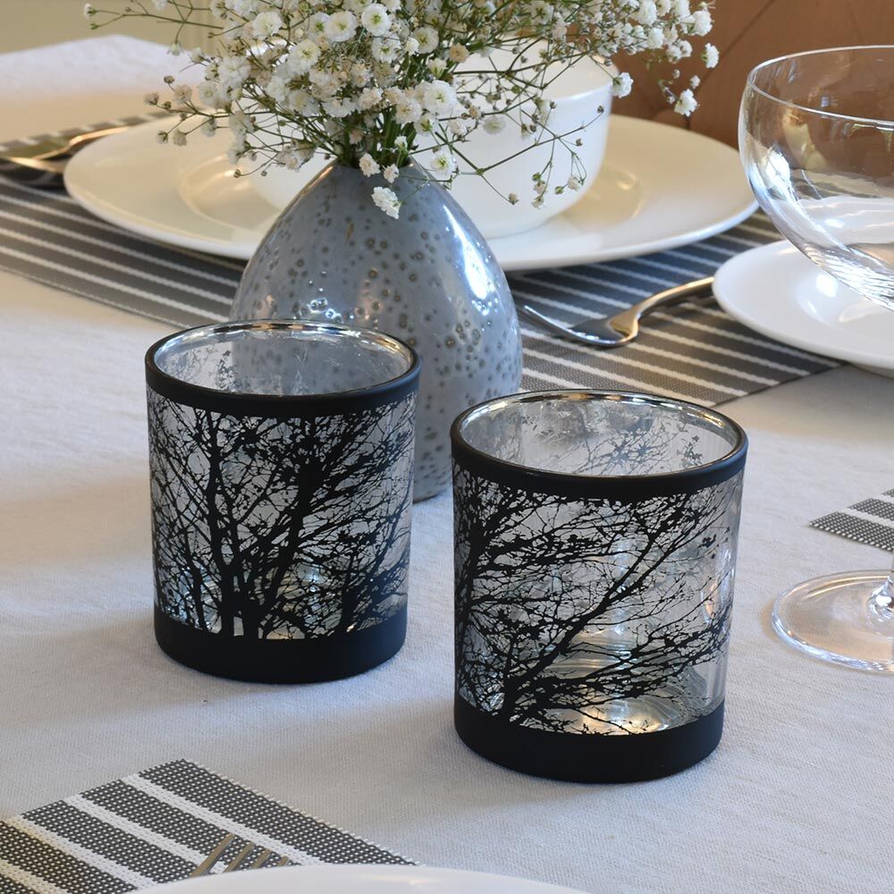ProCook Etched Silver Tealight Holder Set of 2 Tree Small