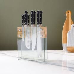 Secondary image for image of Professional X50 Chef Knife Set 8 Piece and Magnetic Glass Block