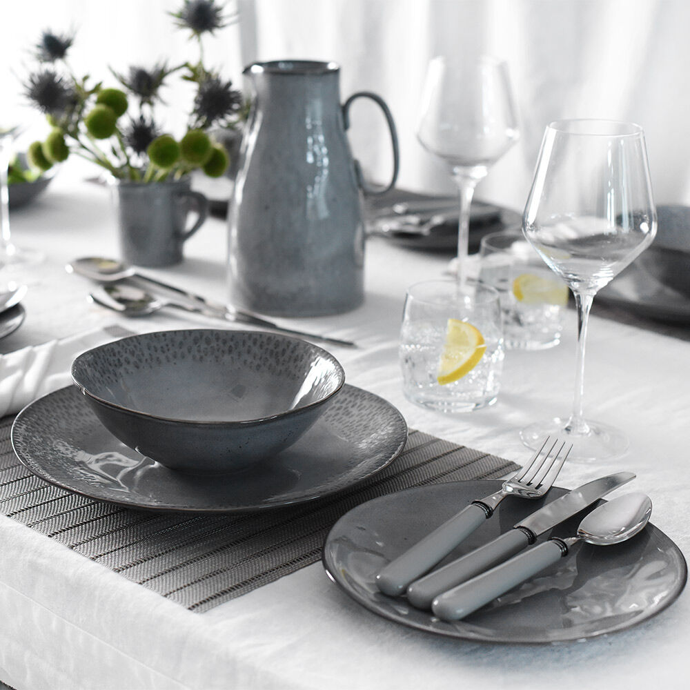 Malmo Charcoal Mixed Dinner Set with Cereal Bowls Two x 12 Piece - 8 Settings