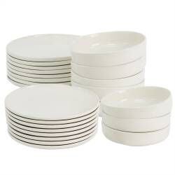 Stockholm Ivory Stoneware Dinner Set With Pasta Bowls - Two x 12 Piece - 8 Settings