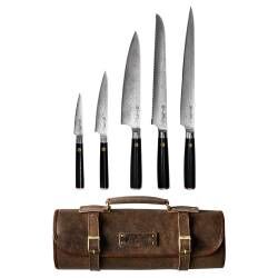 Main image for image of Damascus 67 Knife Set 5 Piece and Premium Leather Knife Case