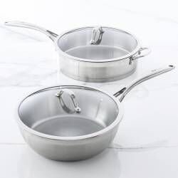 Professional Stainless Steel Sauteuse and Saute Pan Set - 2 Piece Uncoated