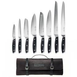 Elite AUS8 Knife Set - 8 Piece and Leather Knife Case