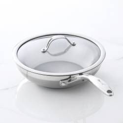 Professional Stainless Steel Wok with Lid - Uncoated 26cm