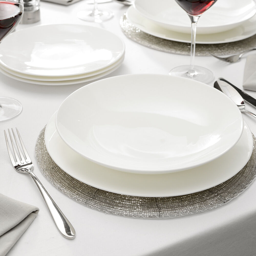 Valletta Bone China Dinner Set With Pasta Bowls Two x 12 Piece - 8 Settings
