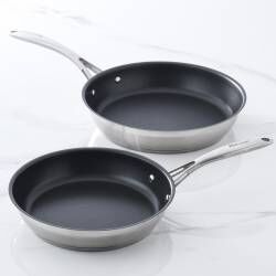 Professional Stainless Steel Frying Pan Set - 24 and 28cm