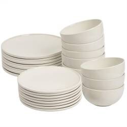 Stockholm Ivory Stoneware Dinner Set With Cereal Bowls - Two x 12 Piece - 8 Settings