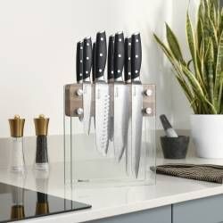 Secondary image for image of Elite AUS10 Knife Set 8 Piece and Magnetic Glass Block