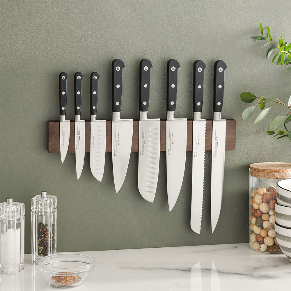 Professional X50 Chef Knife Set 8 Piece and Magnetic Ash Knife Rack
