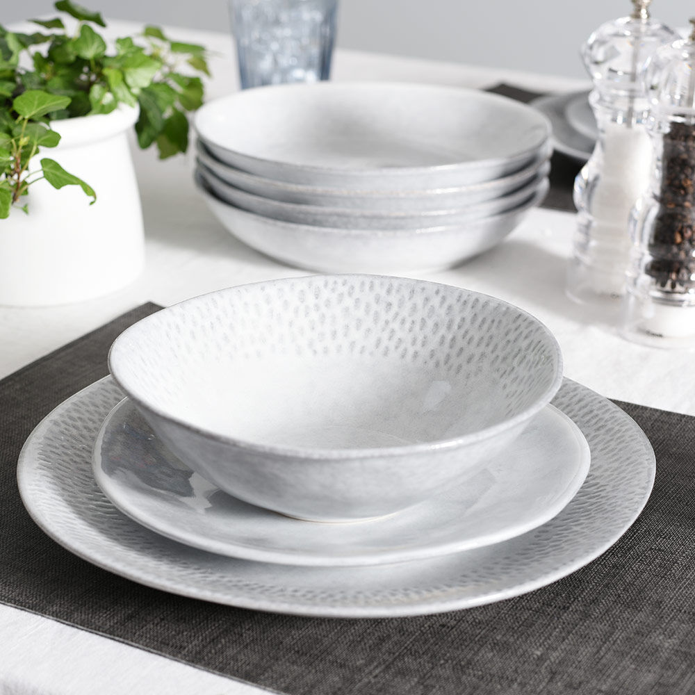 Malmo Dove Grey Mixed Dinner Set with Pasta Bowls Two x 12 Piece - 8 Settings