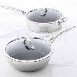 Professional Stainless Steel Sauteuse and Saute Pan Set - 2 Piece