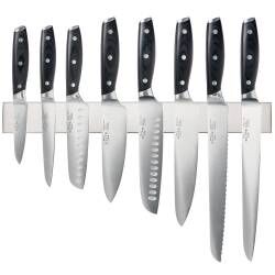 Elite AUS8 Knife Set - 8 Piece and Magnetic Stainless Steel Knife Rack